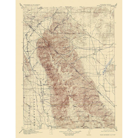 White Mountain California Nevada Quad - USGS 1917 Black Modern Wood Framed Art Print by USGS