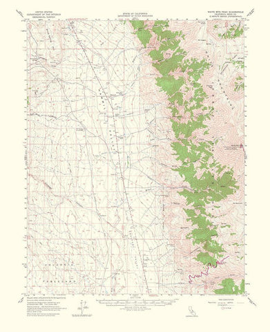 White Mountain Peak California Quad - USGS 1956 White Modern Wood Framed Art Print with Double Matting by USGS