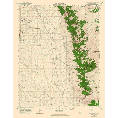 White Mountain Peak California Quad - USGS 1962 Gold Ornate Wood Framed Art Print with Double Matting by USGS