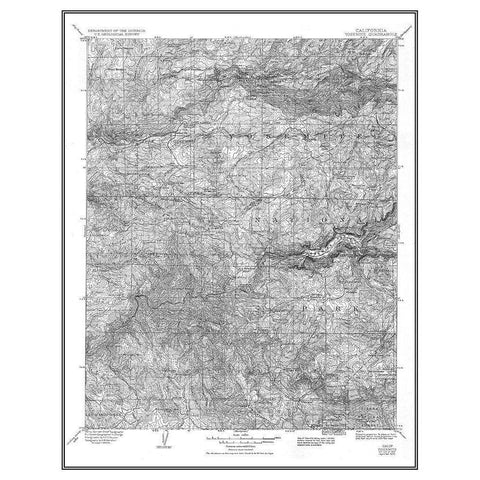 Yosemite California Quad - USGS 1909 White Modern Wood Framed Art Print by USGS