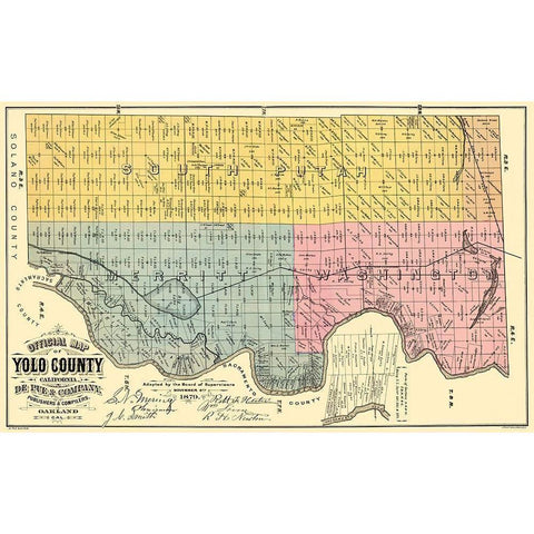 Yolo  East California Landowner - De Pue 1879 Black Modern Wood Framed Art Print with Double Matting by De Pue
