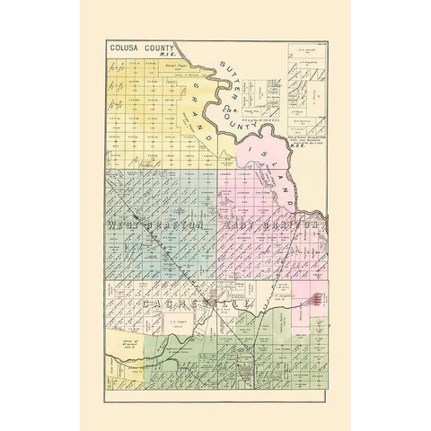 Yolo  Northeast California Landowner - De Pue 1879 Gold Ornate Wood Framed Art Print with Double Matting by De Pue
