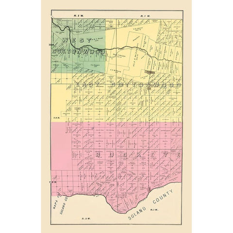 Yolo  Southeast California Landowner - De Pue 1879 Black Modern Wood Framed Art Print by De Pue
