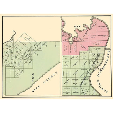 Yolo California Landowner - De Pue 1879 Black Modern Wood Framed Art Print with Double Matting by De Pue