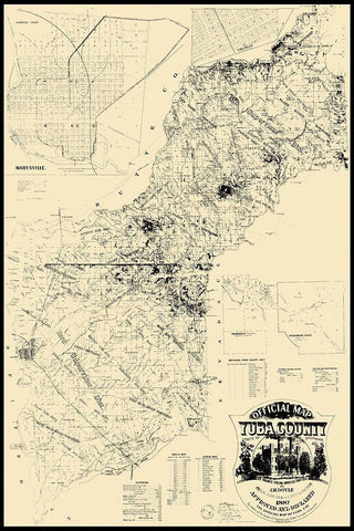 Yuba California Landowner - Doyle 1887 Black Ornate Wood Framed Art Print with Double Matting by Doyle