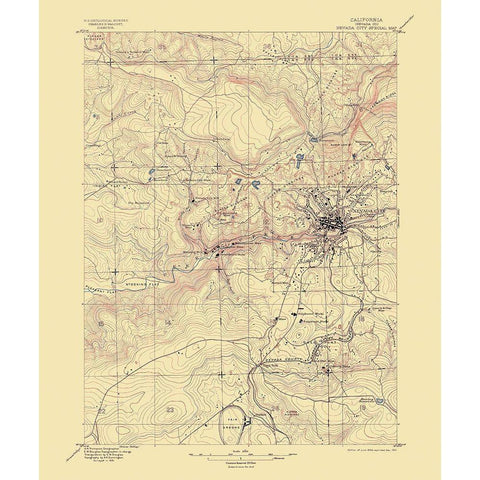 Nevada City California Special - USGS 1895 White Modern Wood Framed Art Print by USGS