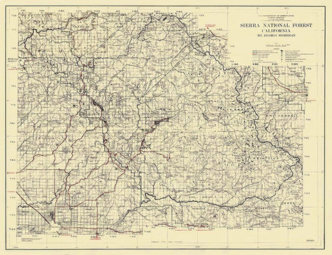 Sierra National Forest, California - USFS 1938 White Modern Wood Framed Art Print with Double Matting by USFS