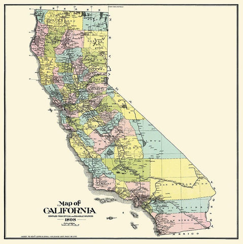 California - Thompson 1898 Black Ornate Wood Framed Art Print with Double Matting by Thompson