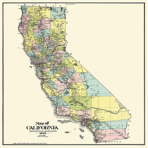 California - Thompson 1898 Black Modern Wood Framed Art Print with Double Matting by Thompson