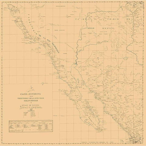 California, Part of New Mexico - Narvaes 1823 Black Modern Wood Framed Art Print by Narvaes