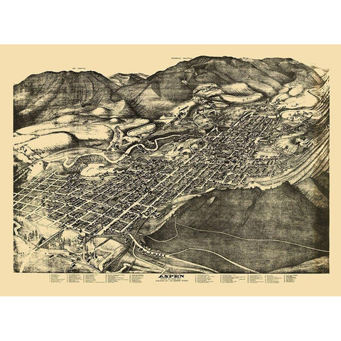 Aspen Colorado - Pitkin 1893 Black Modern Wood Framed Art Print with Double Matting by Pitkin