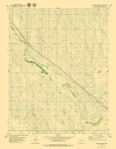 Barron Creek Colorado Quad - USGS 1979- 23 x 29.66 White Modern Wood Framed Art Print with Double Matting by USGS