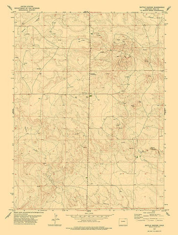 Battle Canyon Colorado Quad - USGS 1977 Black Ornate Wood Framed Art Print with Double Matting by USGS