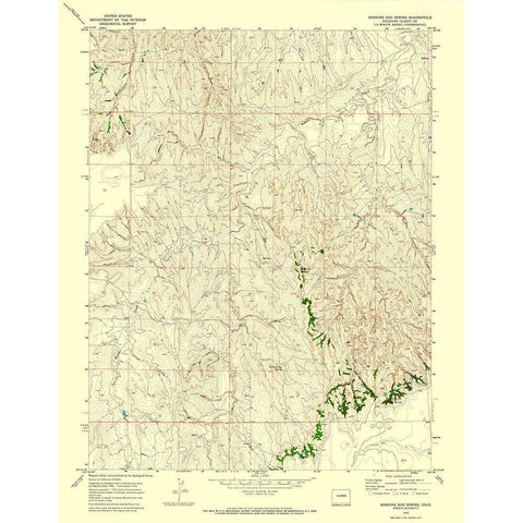 Barking Dog Spring Colorado Quad - USGS 1970 White Modern Wood Framed Art Print by USGS