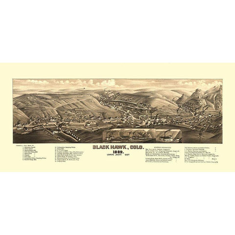 Black Hawk Colorado - Stoner 1882 Black Modern Wood Framed Art Print with Double Matting by Stoner