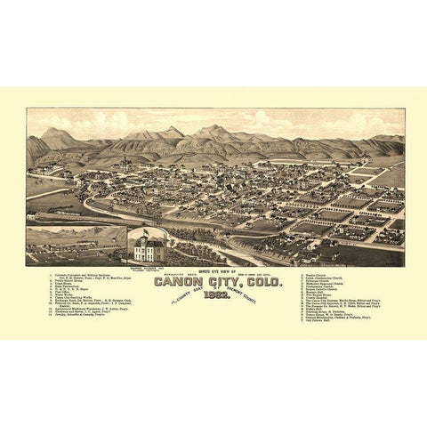 Canon City Colorado - Stoner 1882 Black Modern Wood Framed Art Print with Double Matting by Stoner