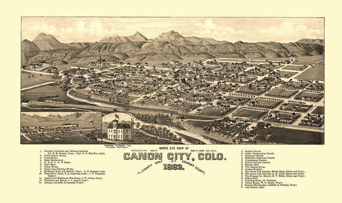 Canon City Colorado - Stoner 1882 White Modern Wood Framed Art Print with Double Matting by Stoner