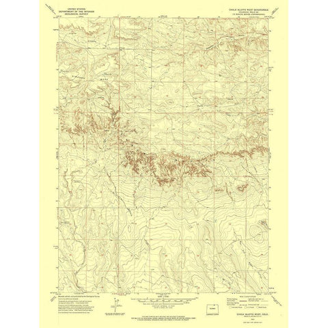 Chalk Bluffs West Colorado Quad - USGS 1972 White Modern Wood Framed Art Print by USGS