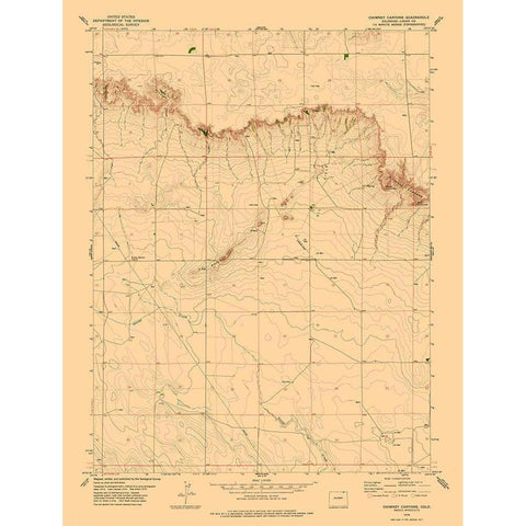 Chimney Canyon Colorado Quad - USGS 1978 Gold Ornate Wood Framed Art Print with Double Matting by USGS