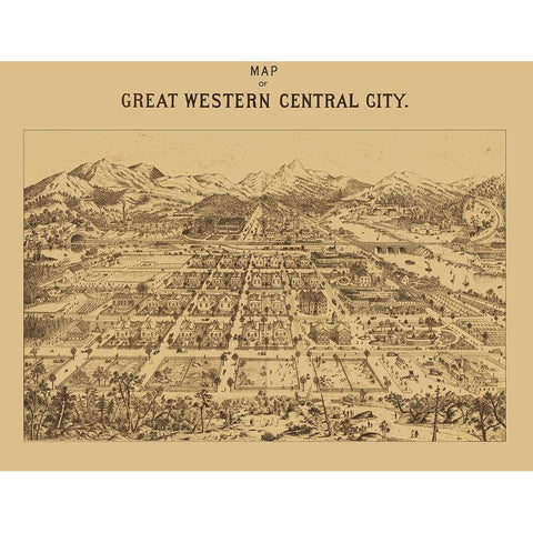 Great Western Central City Colorado - Kohfahl 1887 White Modern Wood Framed Art Print by Kohfahl