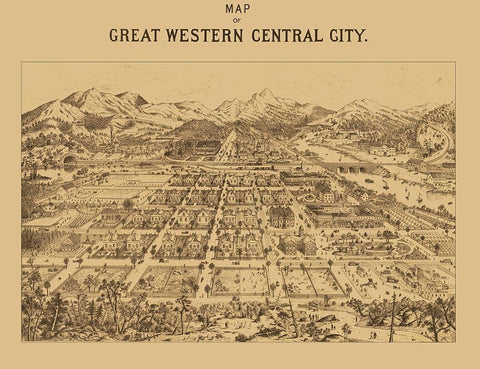 Great Western Central City Colorado - Kohfahl 1887 Black Ornate Wood Framed Art Print with Double Matting by Kohfahl