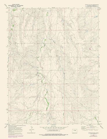 Cattle Gulch Colorado Quad - USGS 1978 Black Ornate Wood Framed Art Print with Double Matting by USGS