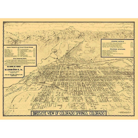 Colorado Springs Colorado - Stoner 1882 Black Modern Wood Framed Art Print with Double Matting by Stoner