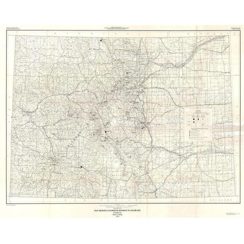 Fluorspar Deposits in Colorado - Brady 1975 Gold Ornate Wood Framed Art Print with Double Matting by Brady