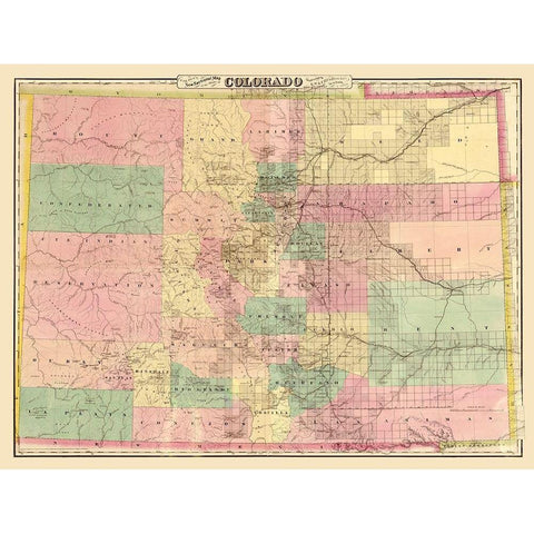 Colorado - Colton 1878  Gold Ornate Wood Framed Art Print with Double Matting by Colton