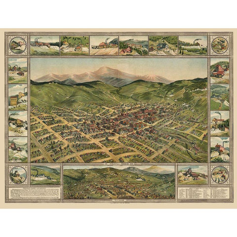 Cripple Creek Colorado - 1896 Black Modern Wood Framed Art Print by Unknown