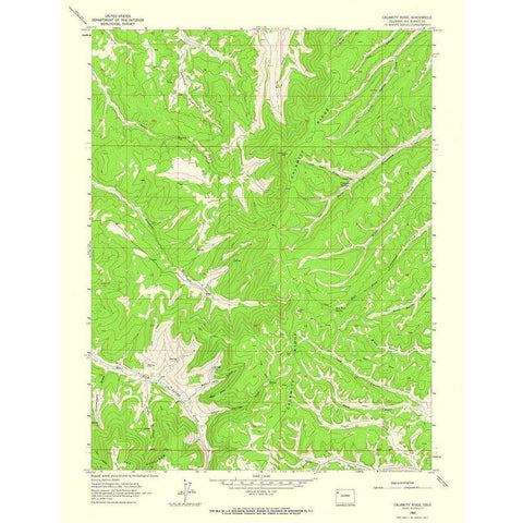 Calamity Ridge Colorado Quad - USGS 1962 Gold Ornate Wood Framed Art Print with Double Matting by USGS