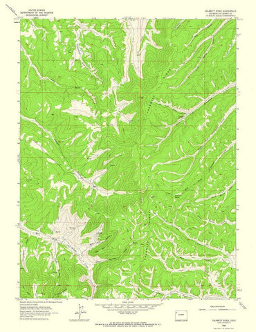 Calamity Ridge Colorado Quad - USGS 1962 Black Ornate Wood Framed Art Print with Double Matting by USGS
