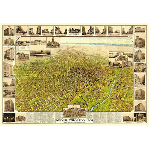 Denver Colorado - 1908 Black Modern Wood Framed Art Print by Unknown