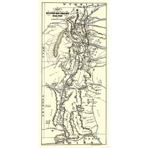 Denver and Rio Grande Railroad 1873 Gold Ornate Wood Framed Art Print with Double Matting by Am Photo Litho