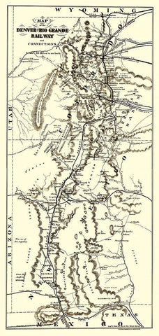 Denver and Rio Grande Railroad 1873 White Modern Wood Framed Art Print with Double Matting by Am Photo Litho