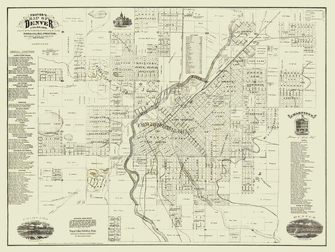 Denver Colorado Landowner - Thayer 1879 White Modern Wood Framed Art Print with Double Matting by Thayer