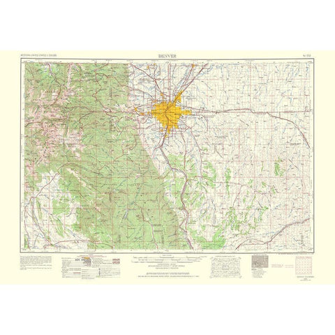 Denver Colorado Sheet - USGS 1966 Gold Ornate Wood Framed Art Print with Double Matting by USGS