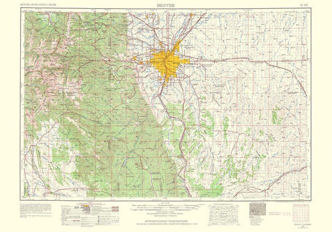 Denver Colorado Sheet - USGS 1966 Black Ornate Wood Framed Art Print with Double Matting by USGS