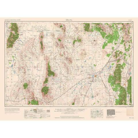 Delta Colorado Quad - USGS 1962 Black Modern Wood Framed Art Print with Double Matting by USGS