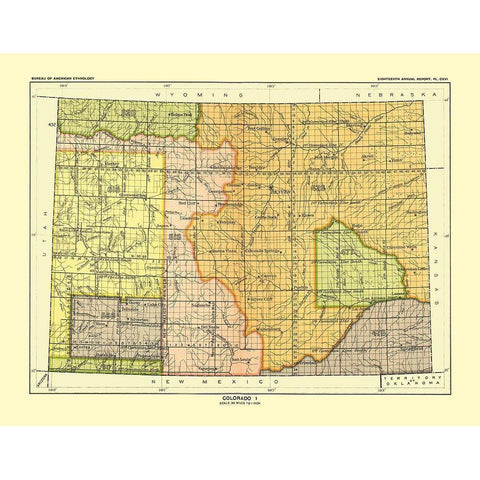 Colorado - Denver - Hoen 1896 Gold Ornate Wood Framed Art Print with Double Matting by Hoen