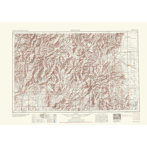 Durango Colorado Sheet - USGS 1953 Gold Ornate Wood Framed Art Print with Double Matting by USGS