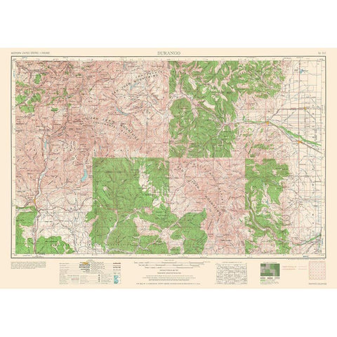 Durango Colorado Quad - USGS 1953 White Modern Wood Framed Art Print by USGS