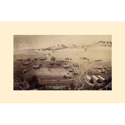 Fort Collins Colorado - Houghton 1865  Black Modern Wood Framed Art Print with Double Matting by Houghton