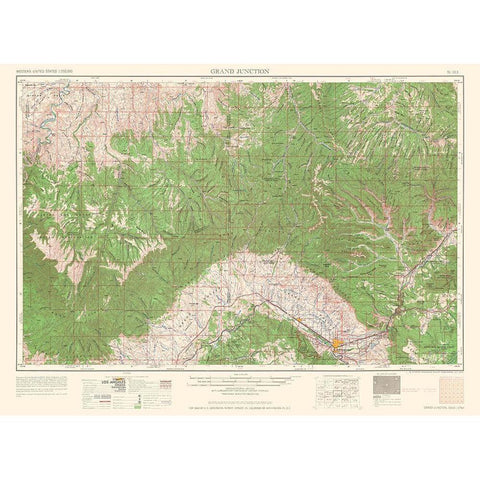 Grand Junction Colorado Quad - USGS 1962 Gold Ornate Wood Framed Art Print with Double Matting by USGS