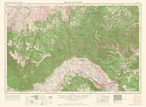 Grand Junction Colorado Quad - USGS 1962 Black Ornate Wood Framed Art Print with Double Matting by USGS