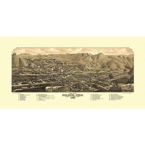 Golden Colorado - Stoner 1882 Gold Ornate Wood Framed Art Print with Double Matting by Stoner