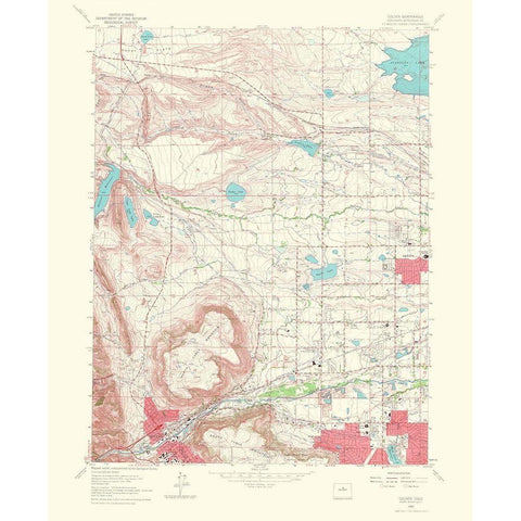 Golden Colorado Quad - USGS 1967 Black Modern Wood Framed Art Print with Double Matting by USGS