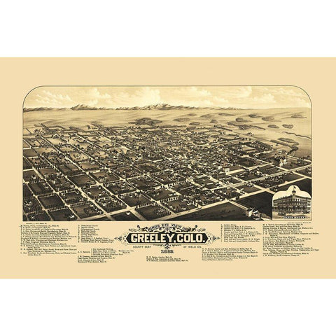 Greeley Colorado - Stoner 1882 Black Modern Wood Framed Art Print with Double Matting by Stoner