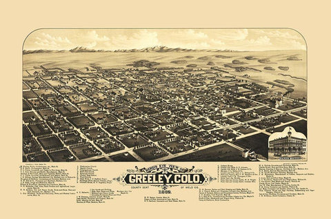 Greeley Colorado - Stoner 1882 Black Ornate Wood Framed Art Print with Double Matting by Stoner