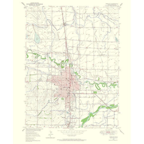 Greeley Colorado Quad - USGS 1965 Gold Ornate Wood Framed Art Print with Double Matting by USGS